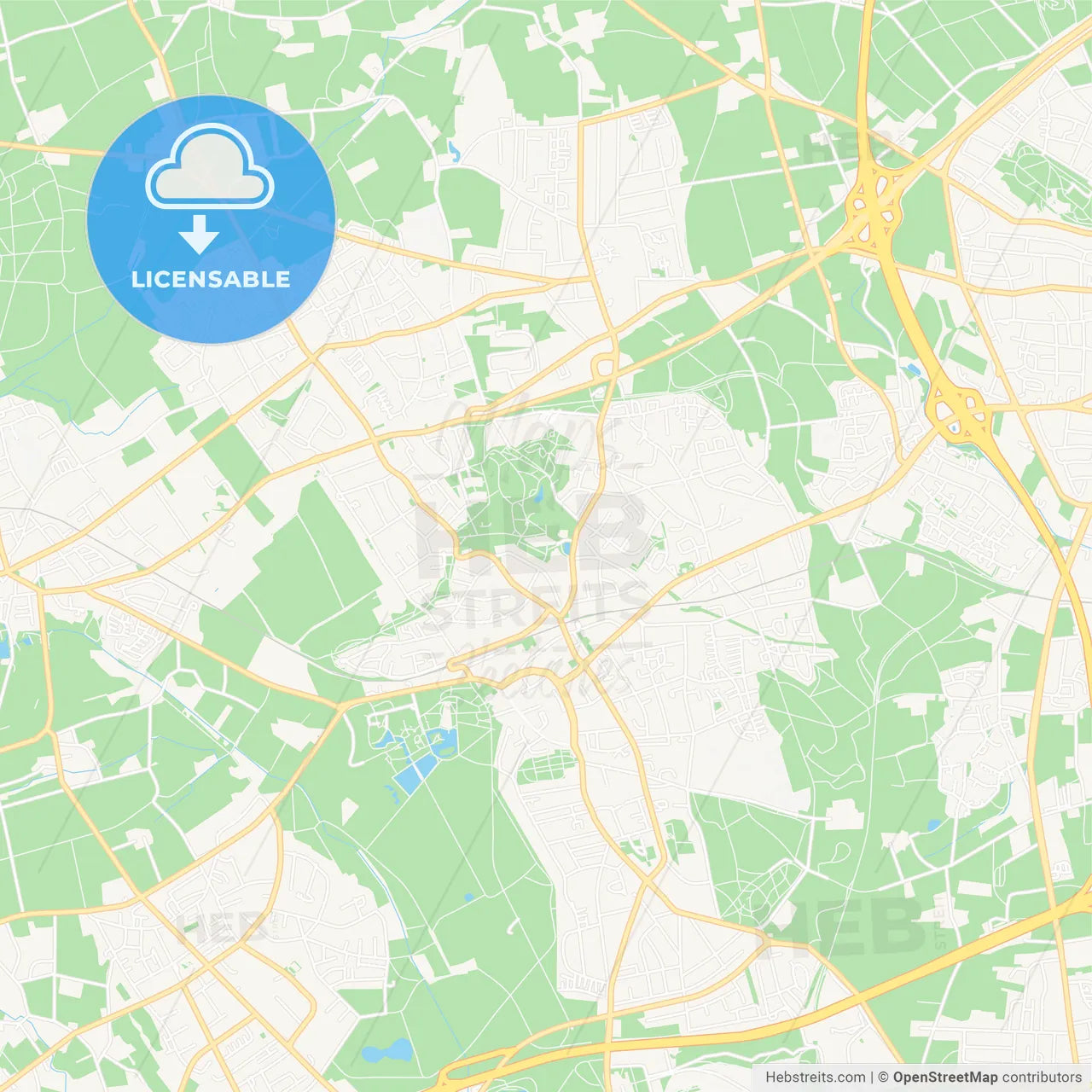 Herten, Germany Vector Map - Classic Colors