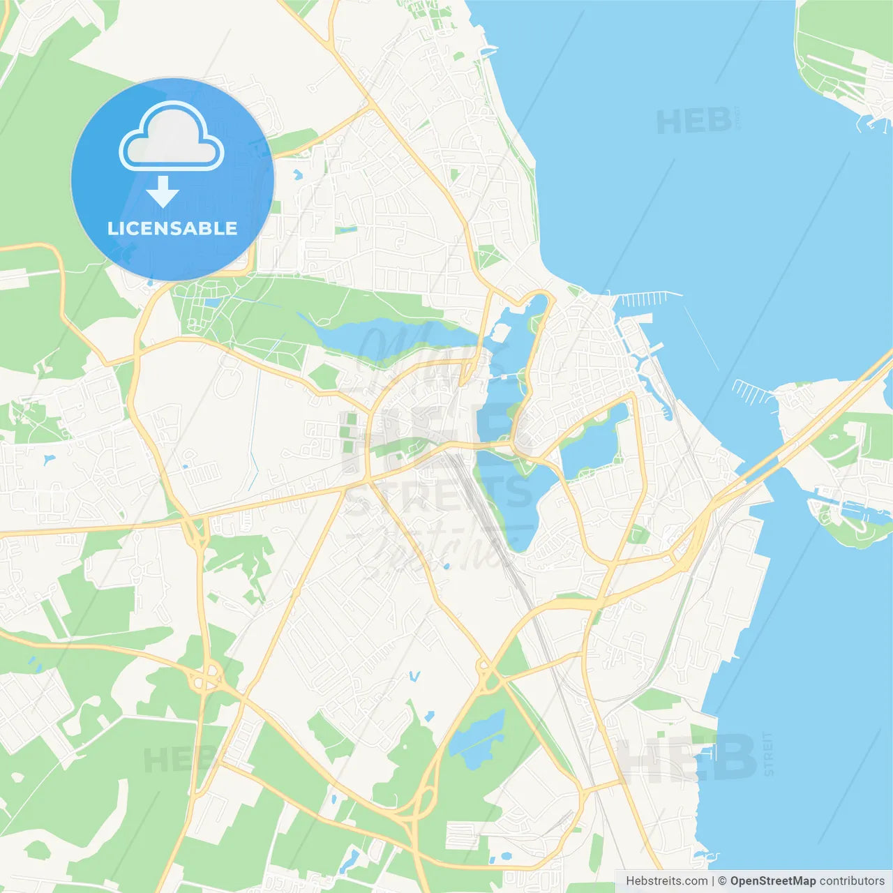 Stralsund, Germany Vector Map - Classic Colors