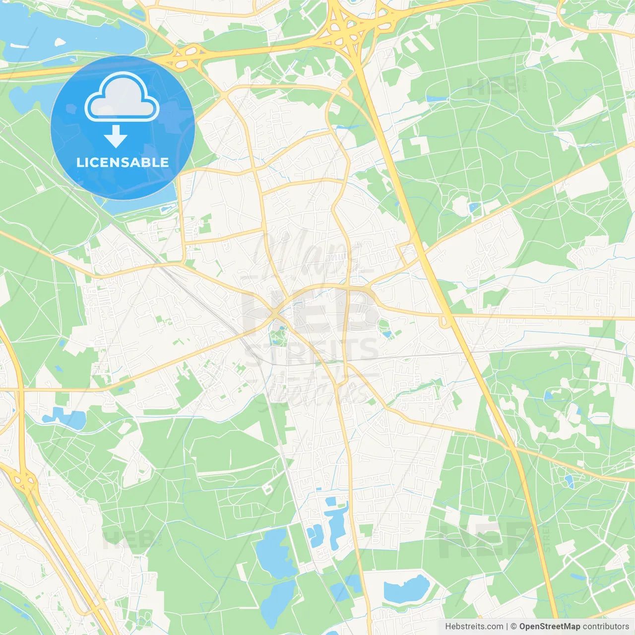 Hilden, Germany Vector Map - Classic Colors