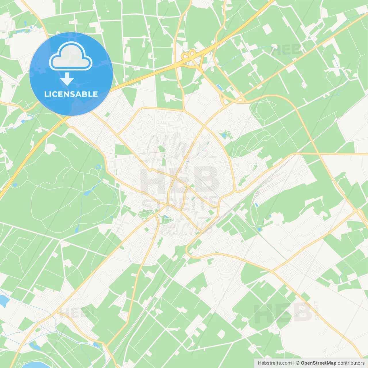 Dulmen, Germany Vector Map - Classic Colors