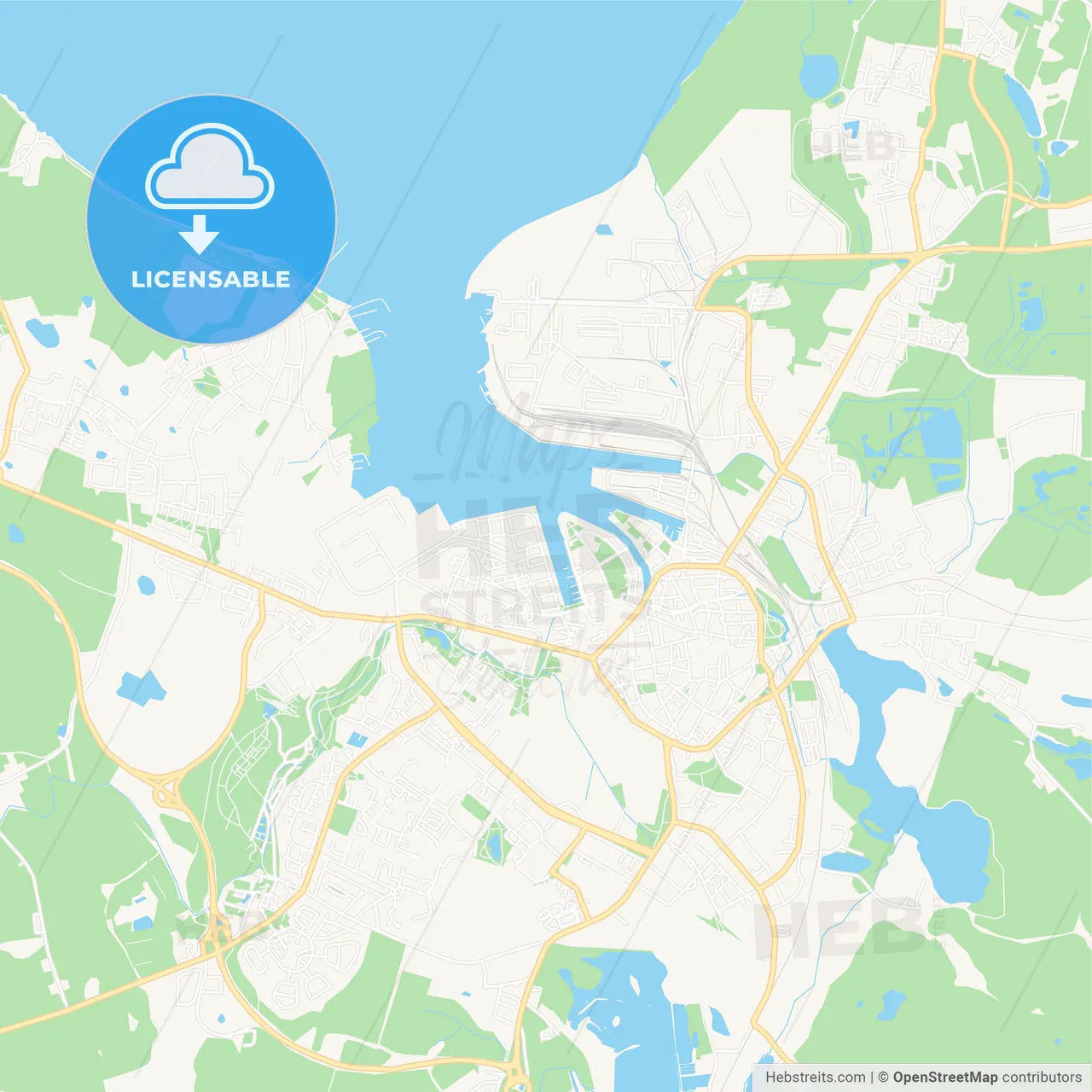 Wismar, Germany Vector Map - Classic Colors