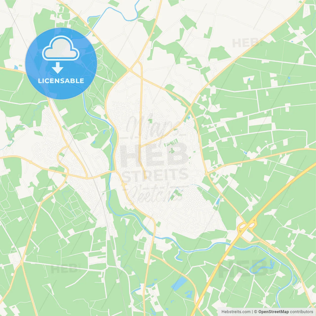 Greven Map Greven, Germany Vector Map - Classic Colors – HEBSTREITS
