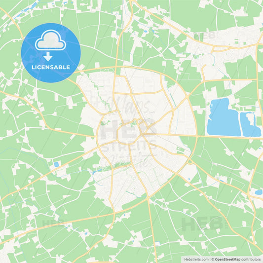 Kempen, Germany Vector Map - Classic Colors