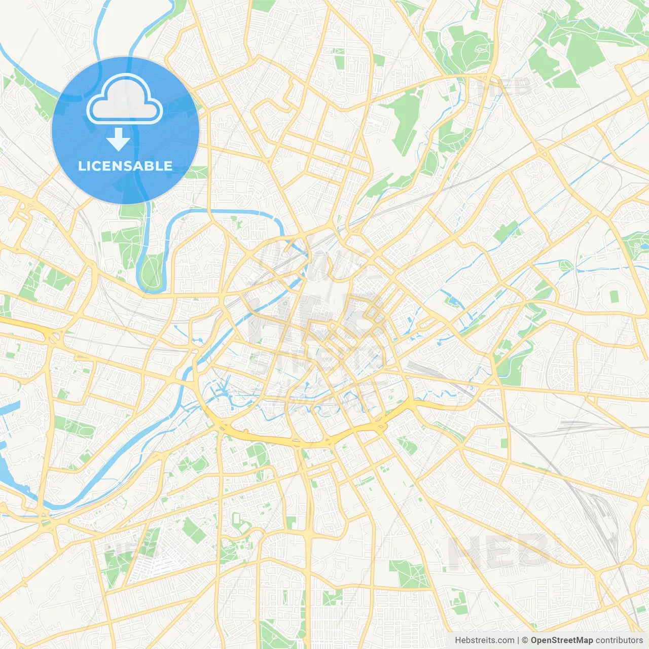 Manchester, England Vector Map - Classic Colors