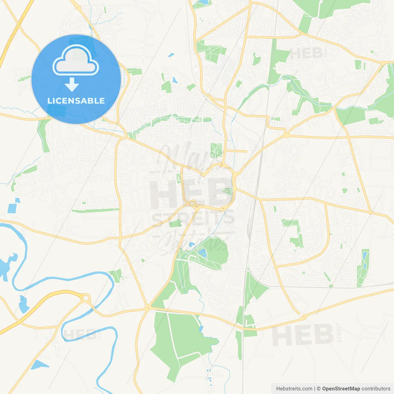 Darlington, England Vector Map - Classic Colors