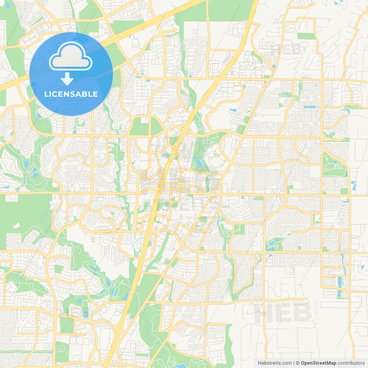 Empty vector map of Allen, Texas, USA