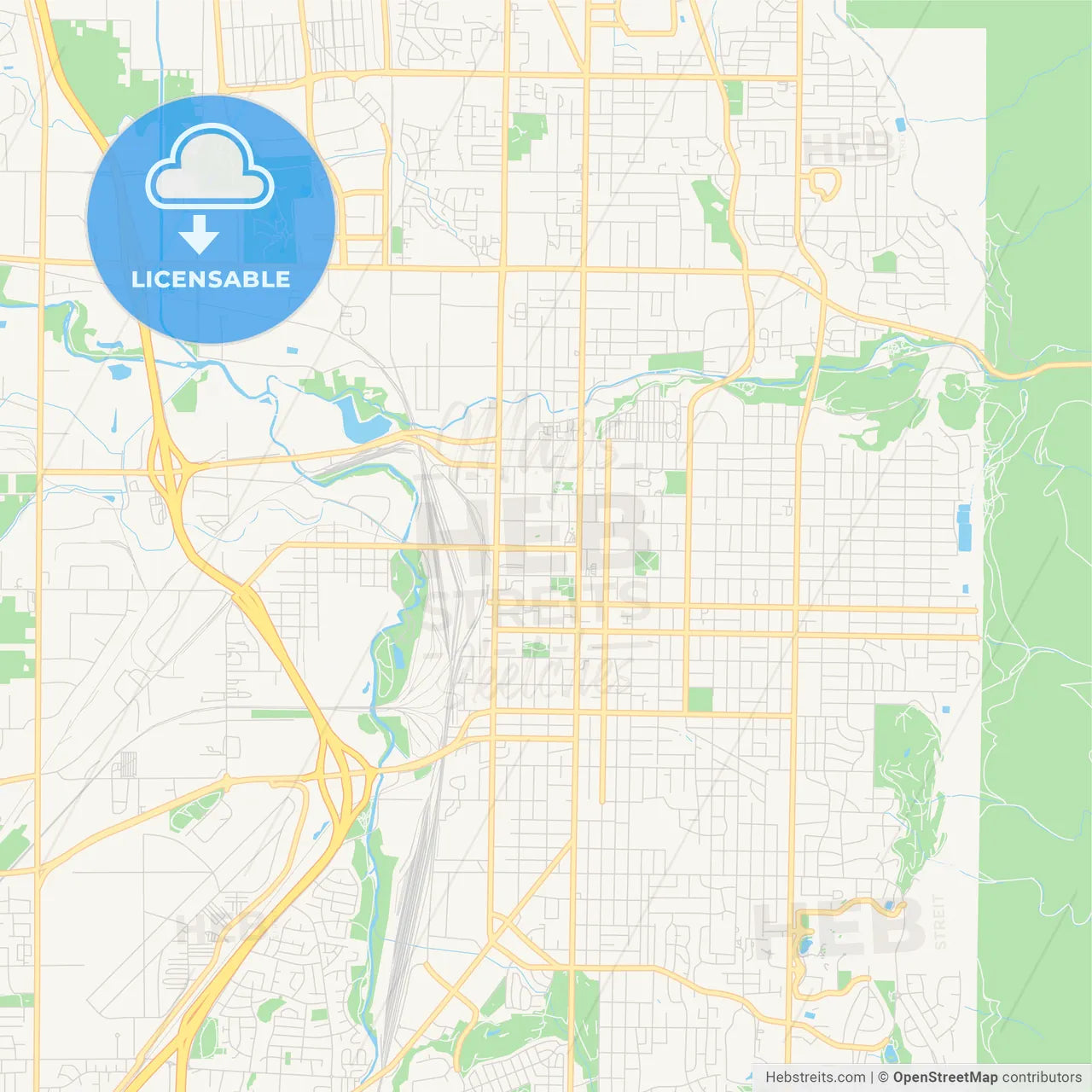 Empty vector map of Ogden, Utah, USA