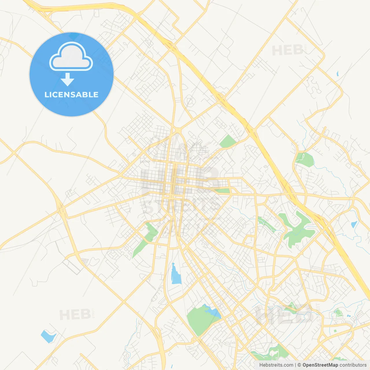 Empty vector map of Bryan, Texas, USA