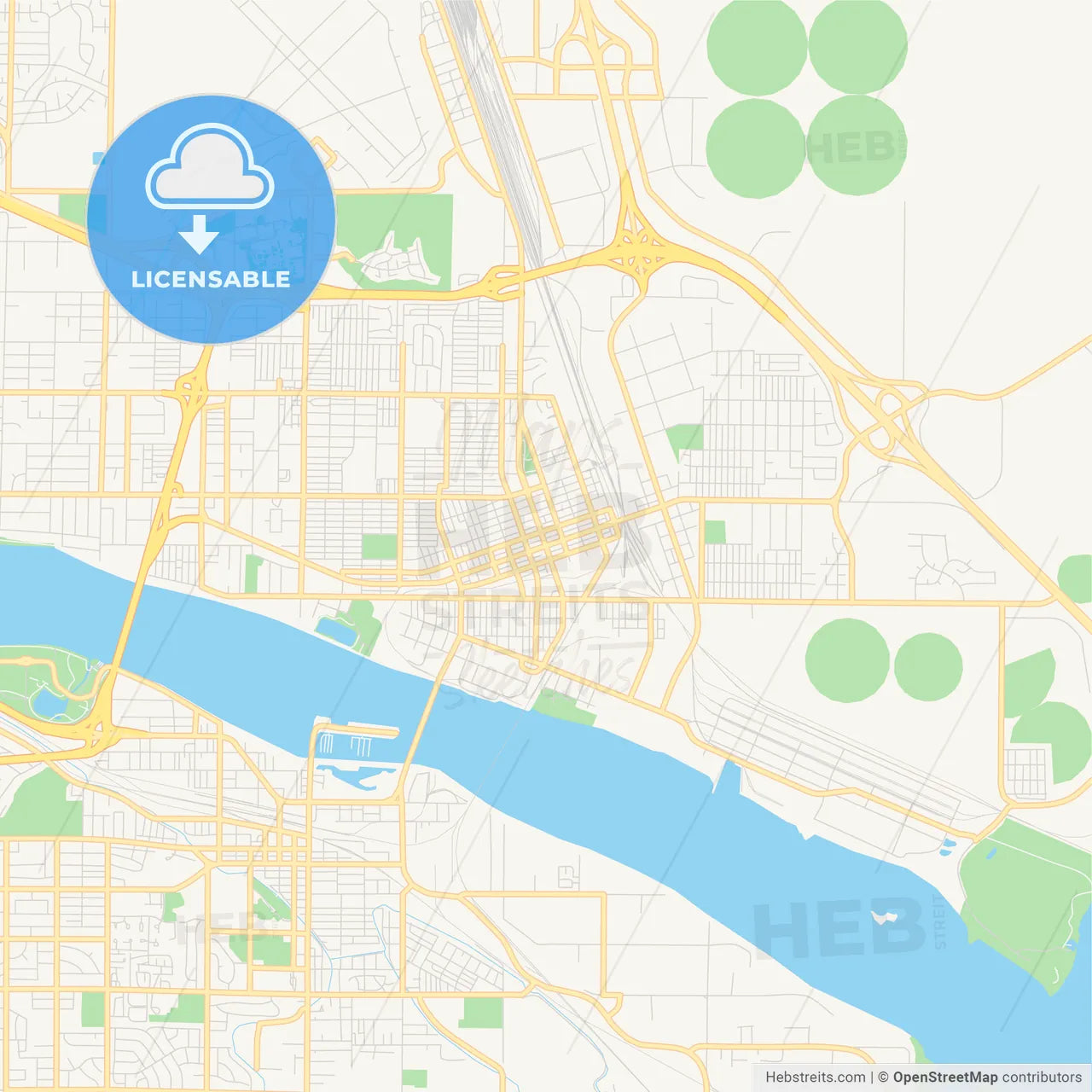 Empty vector map of Pasco, Washington, USA