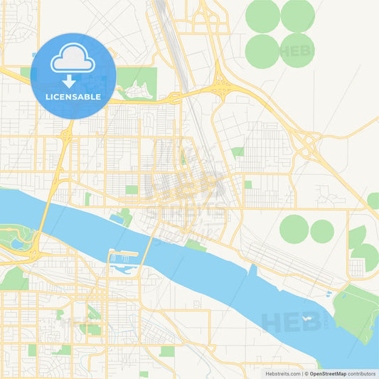 Empty vector map of Pasco, Washington, USA
