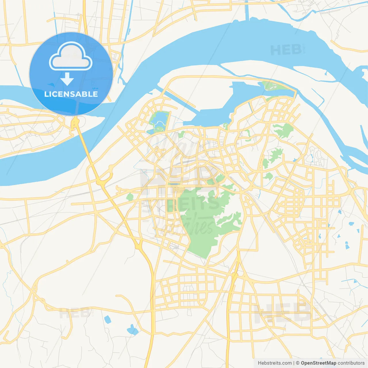 Printable street map of Zhenjiang, China
