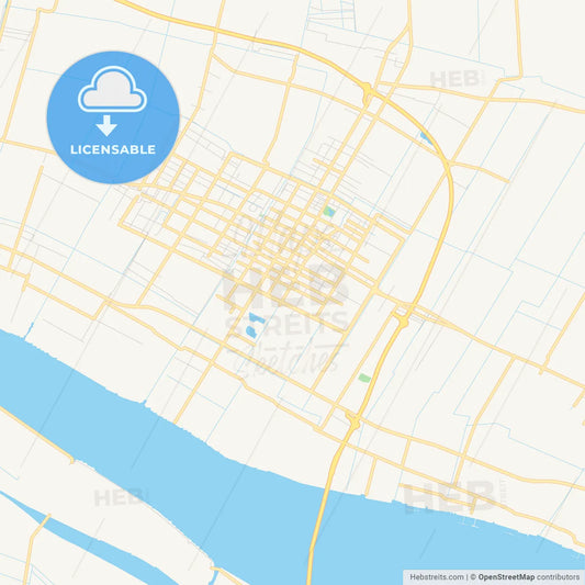 Printable street map of Qidong, China