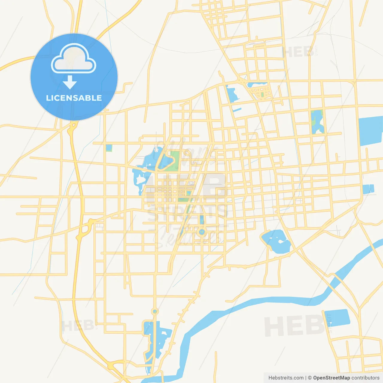 Printable street map of Binzhou, China