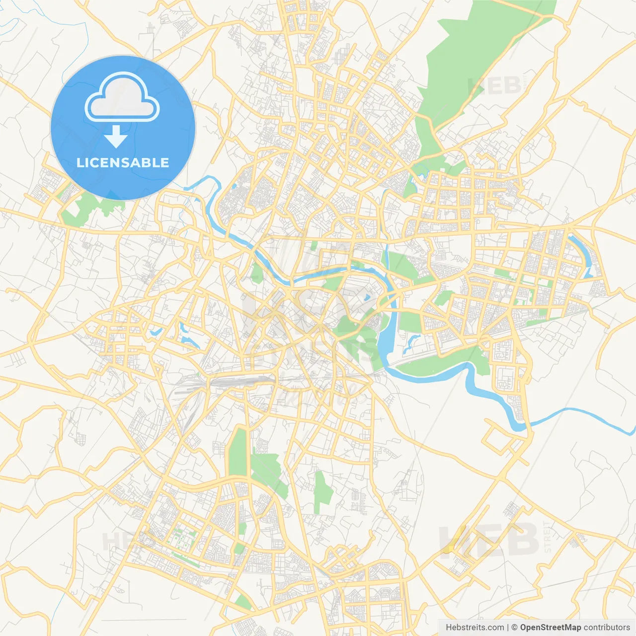 Printable street map of Lucknow, India
