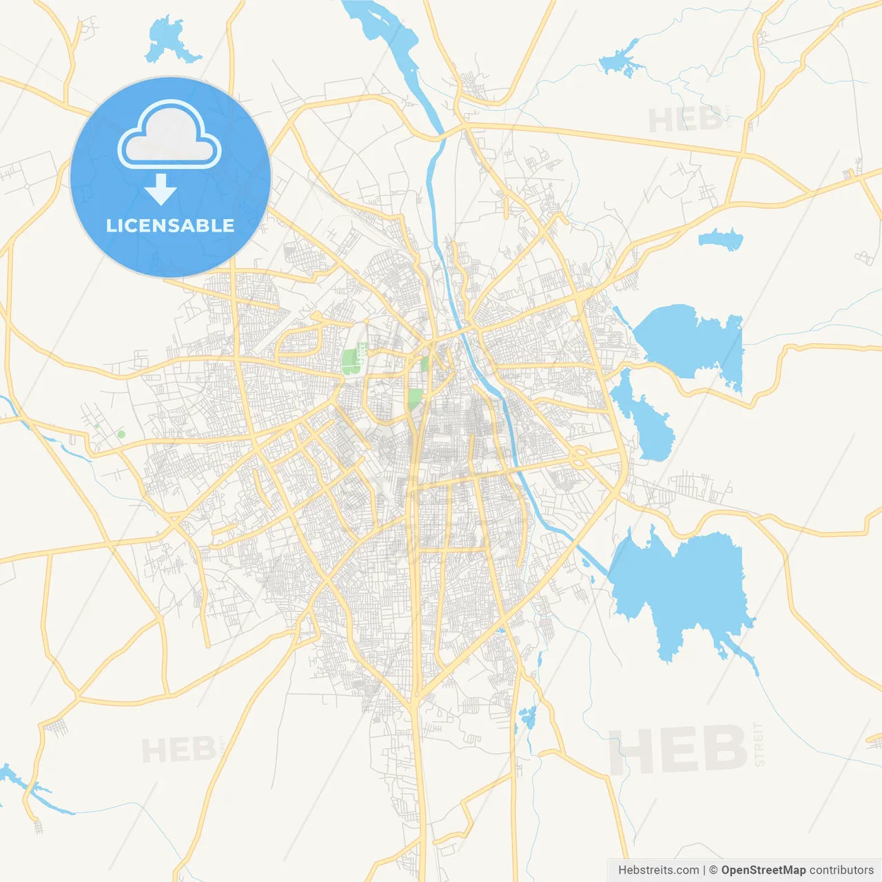 Printable street map of Rajkot, India