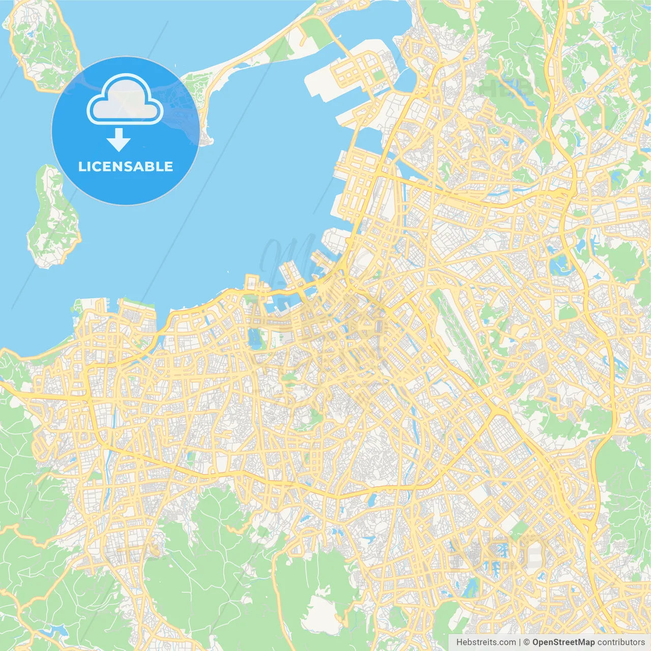 Printable street map of Fukuoka, Japan