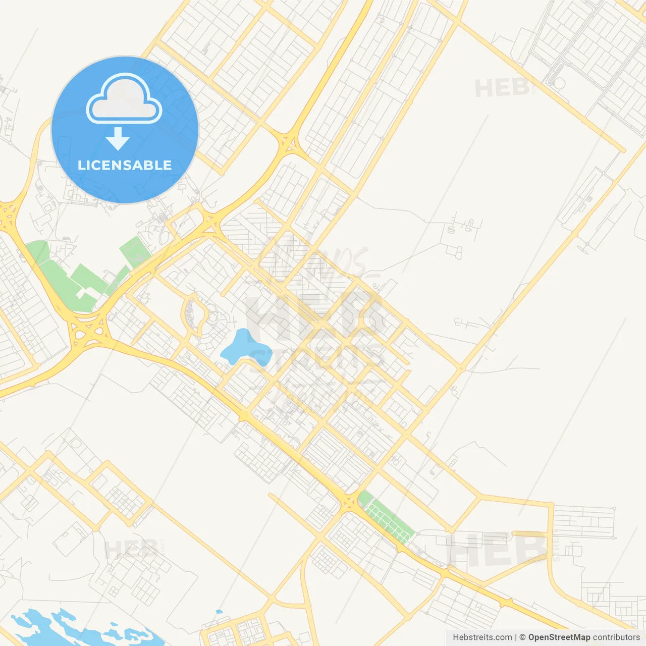 Printable street map of Bani Yas City, United Arab Emirates