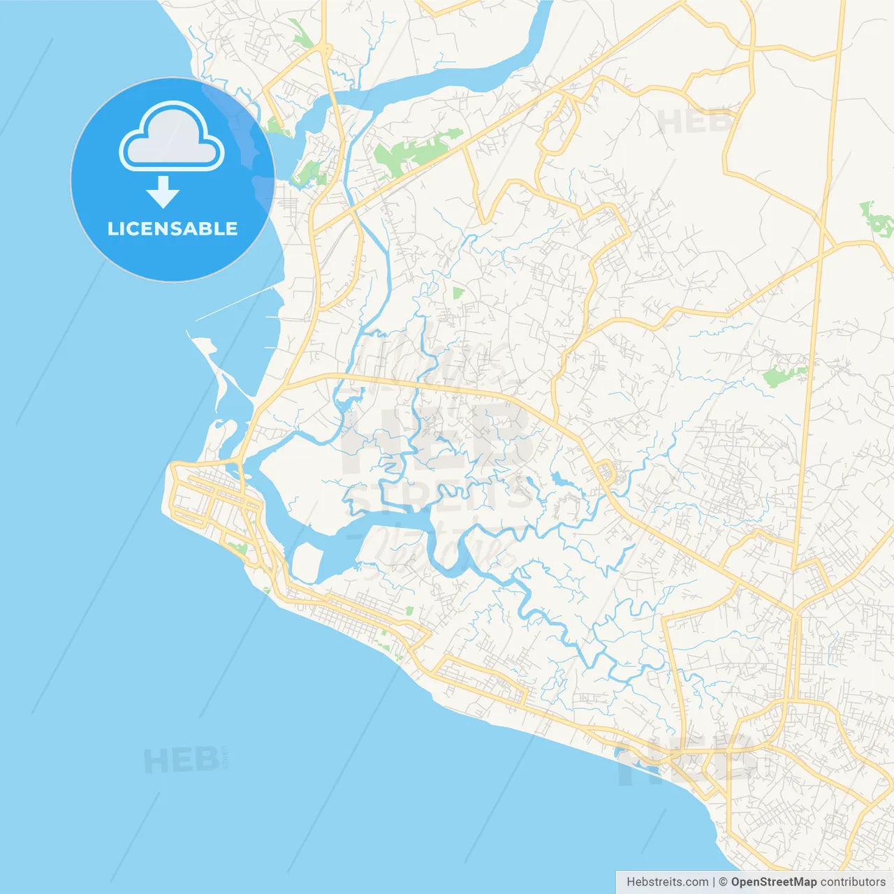 Printable street map of Monrovia, Liberia