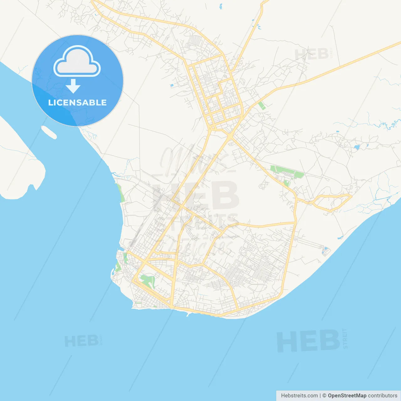 Printable street map of Beira, Mozambique