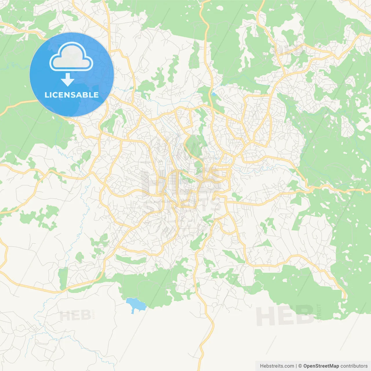 Printable street map of Bamenda, Cameroon