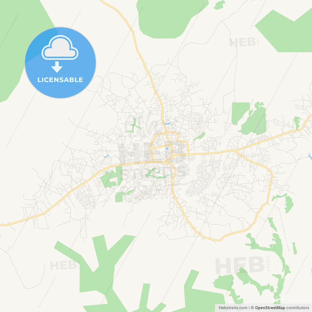 Printable street map of Bertoua, Cameroon