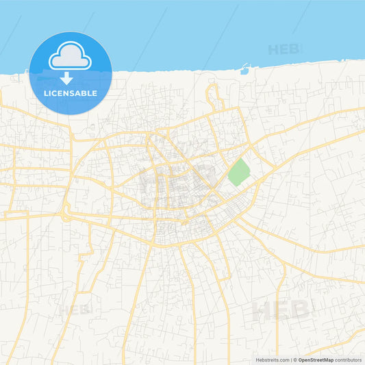 Printable street map of Az Zawiyah, Libya