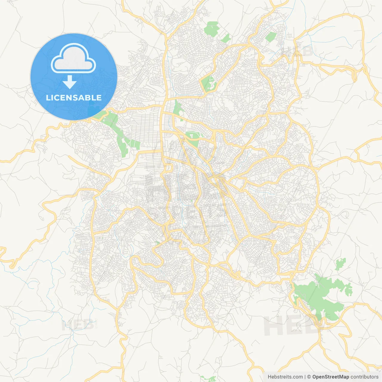 Printable street map of Butembo, DR Congo