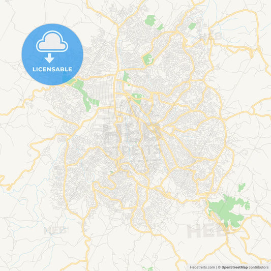 Printable street map of Butembo, DR Congo