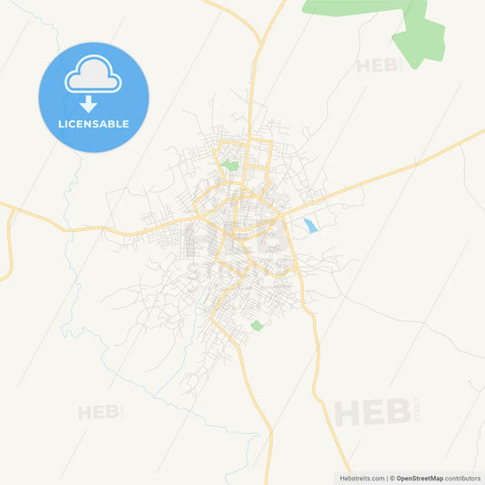 Printable street map of Divo, Ivory Coast