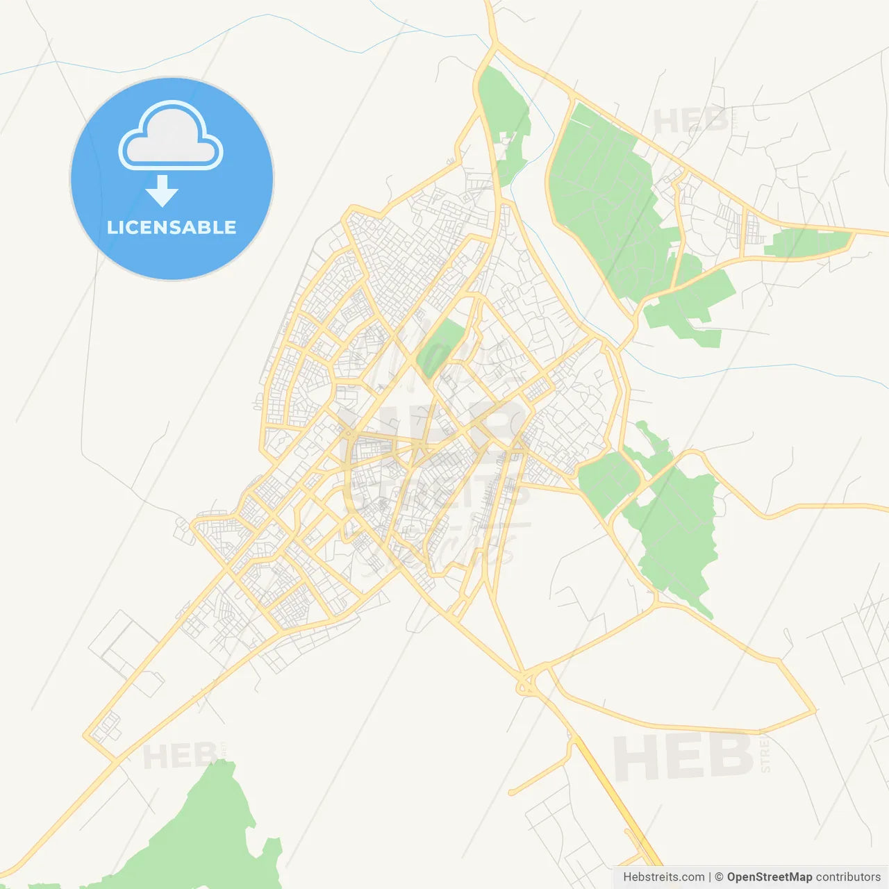 Printable street map of Laghouat, Algeria