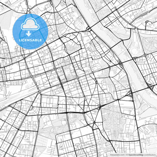 Vector PDF map of Warsaw, Poland