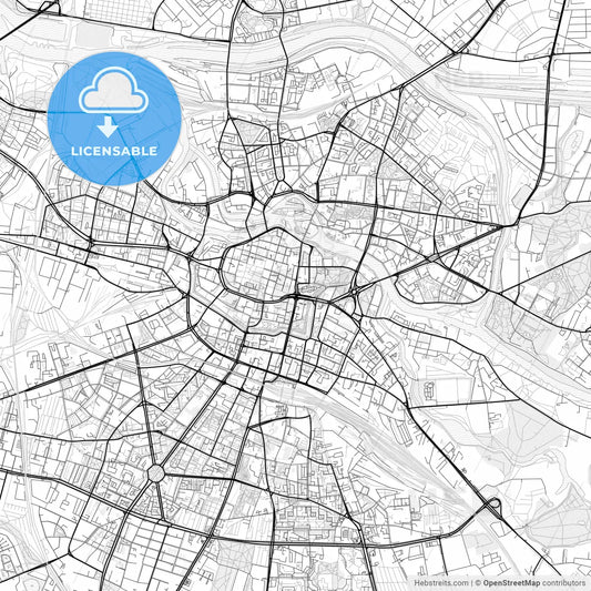 Vector PDF map of Wrocław, Poland