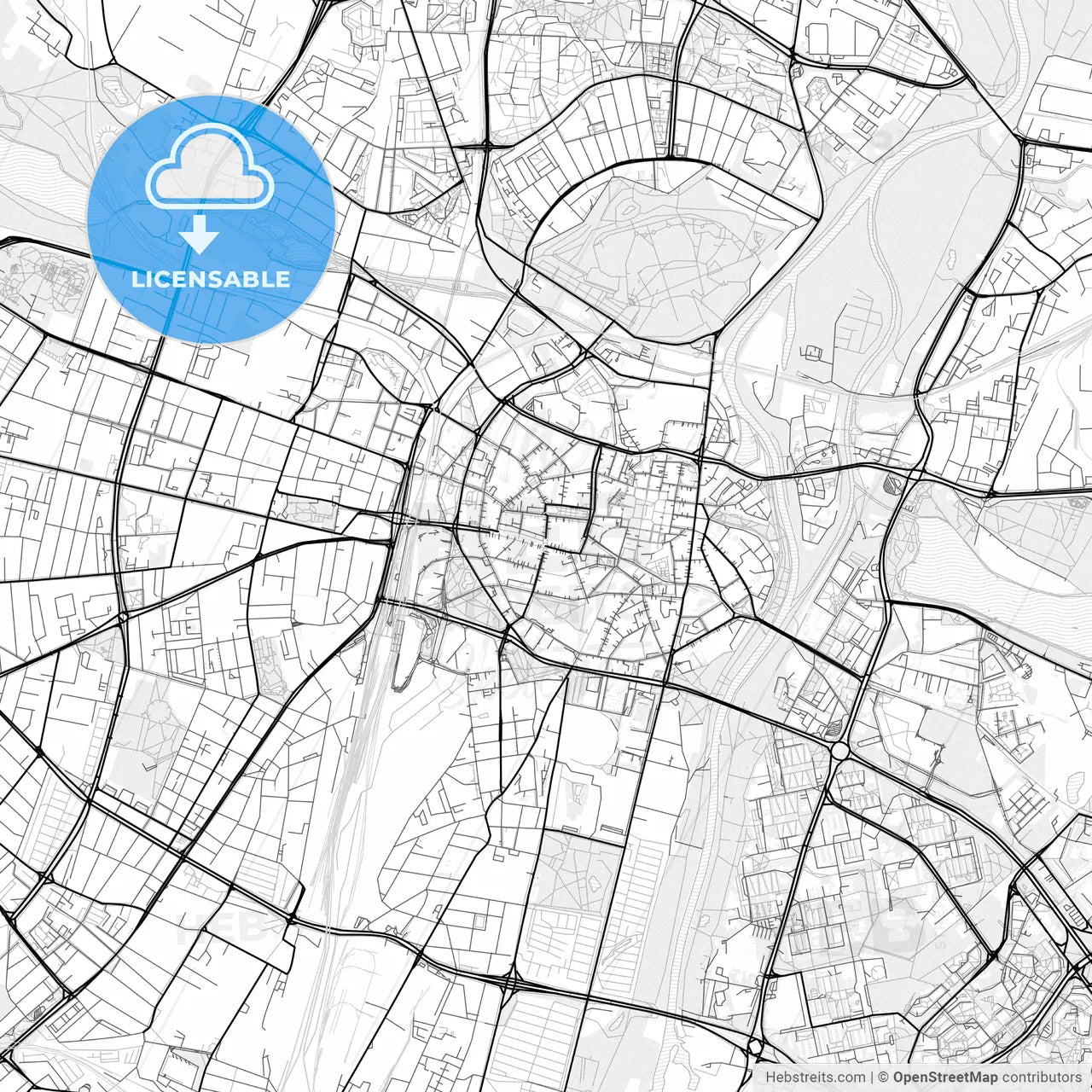 Vector PDF map of Poznań, Poland