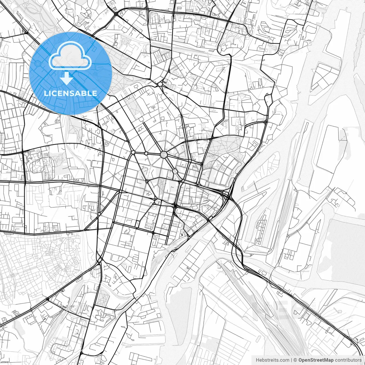 Vector PDF map of Szczecin, Poland