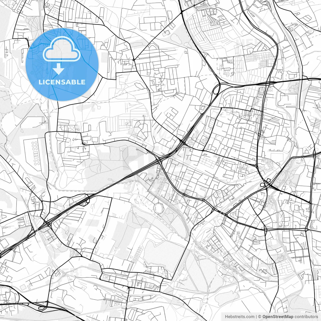 Vector PDF map of Sosnowiec, Poland