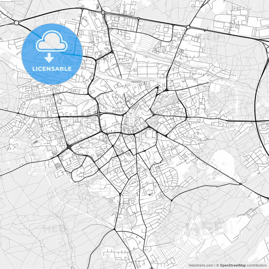 Vector PDF map of Zielona Góra, Poland