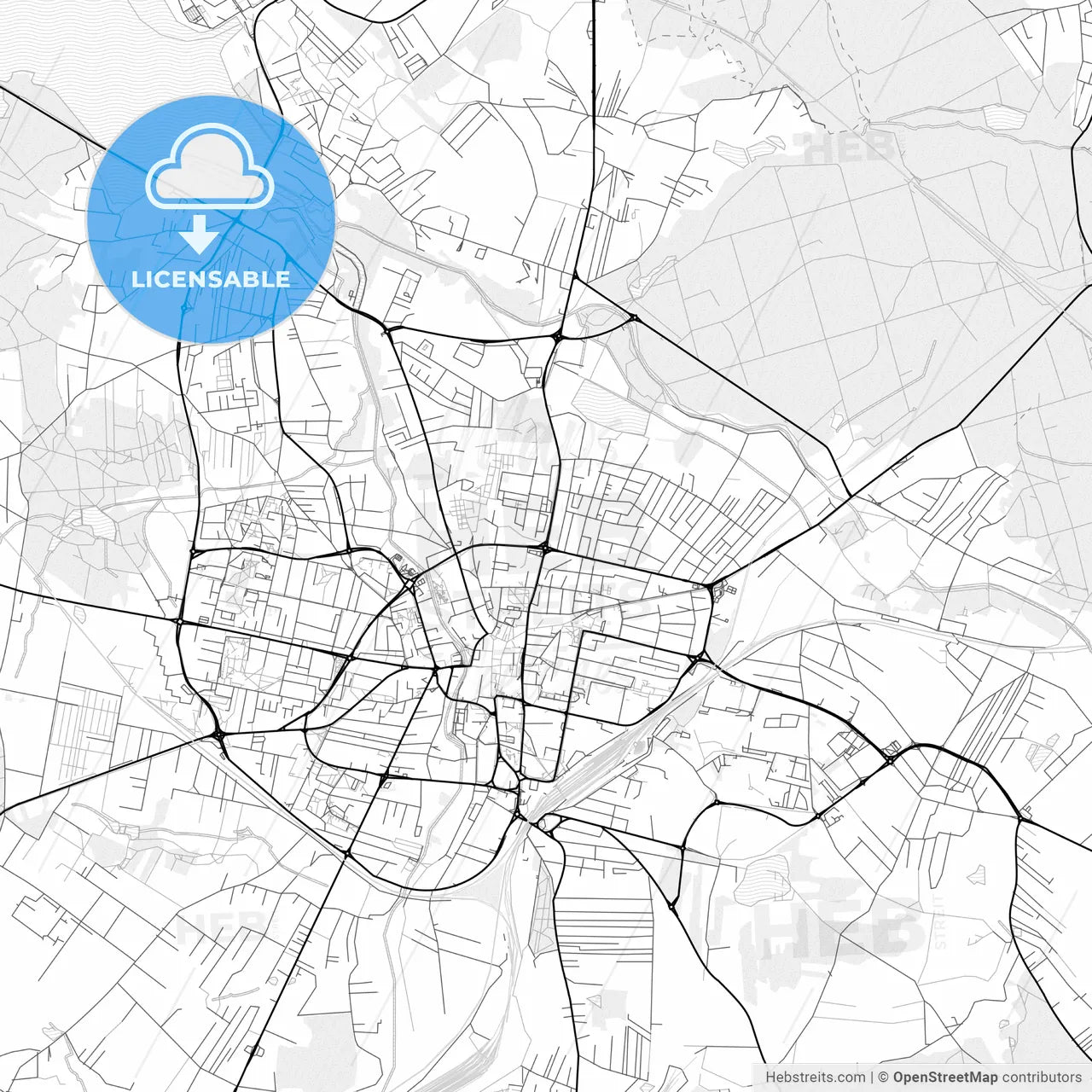 Vector PDF map of Rybnik, Poland