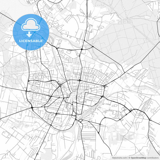 Vector PDF map of Rybnik, Poland