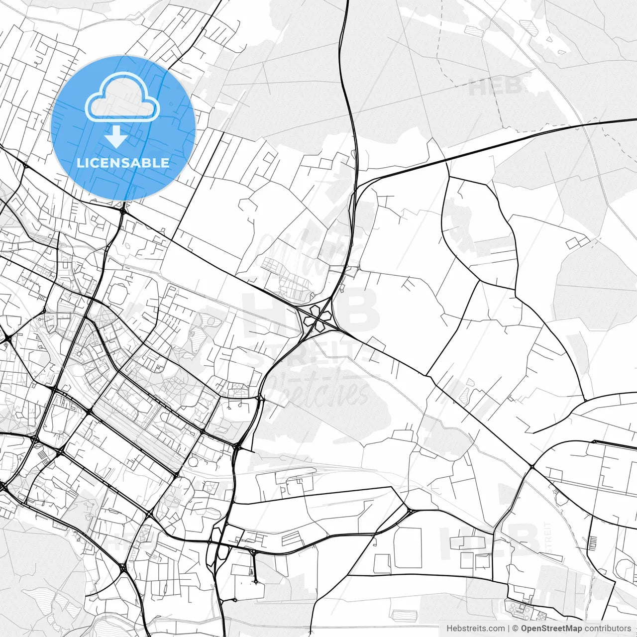 Vector PDF map of Tychy, Poland