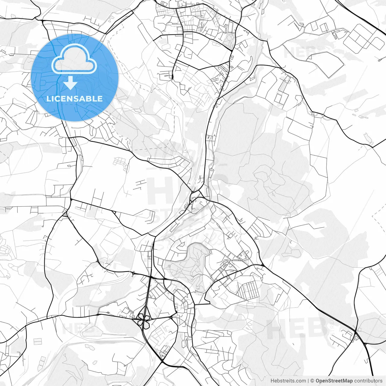 Vector PDF map of Wałbrzych, Poland