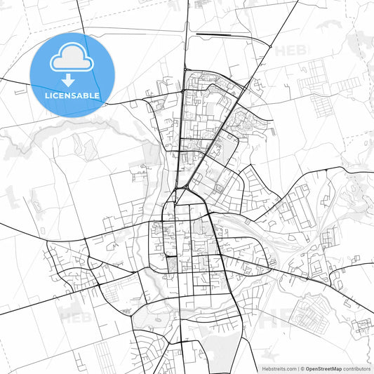 Vector PDF map of Suwałki, Poland