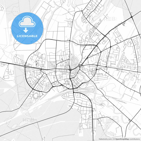 Vector PDF map of Piła, Poland