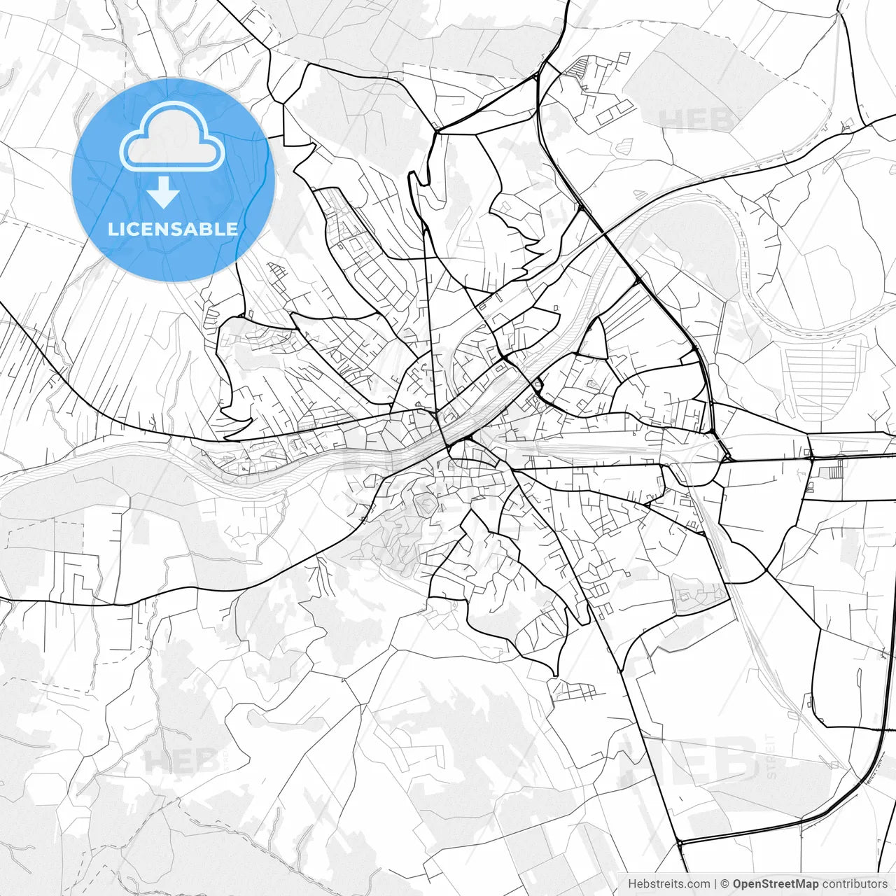 Vector PDF map of Przemyśl, Poland