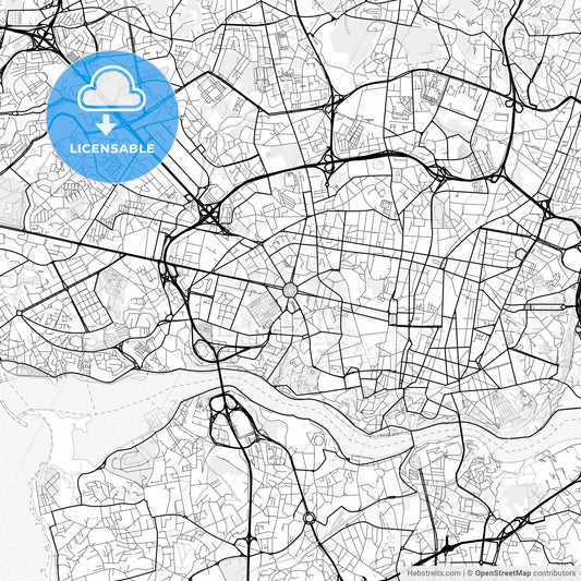 Vector PDF map of Porto, Portugal