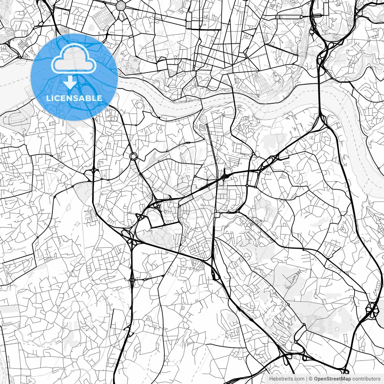 Vector PDF map of Vila Nova de Gaia, Portugal