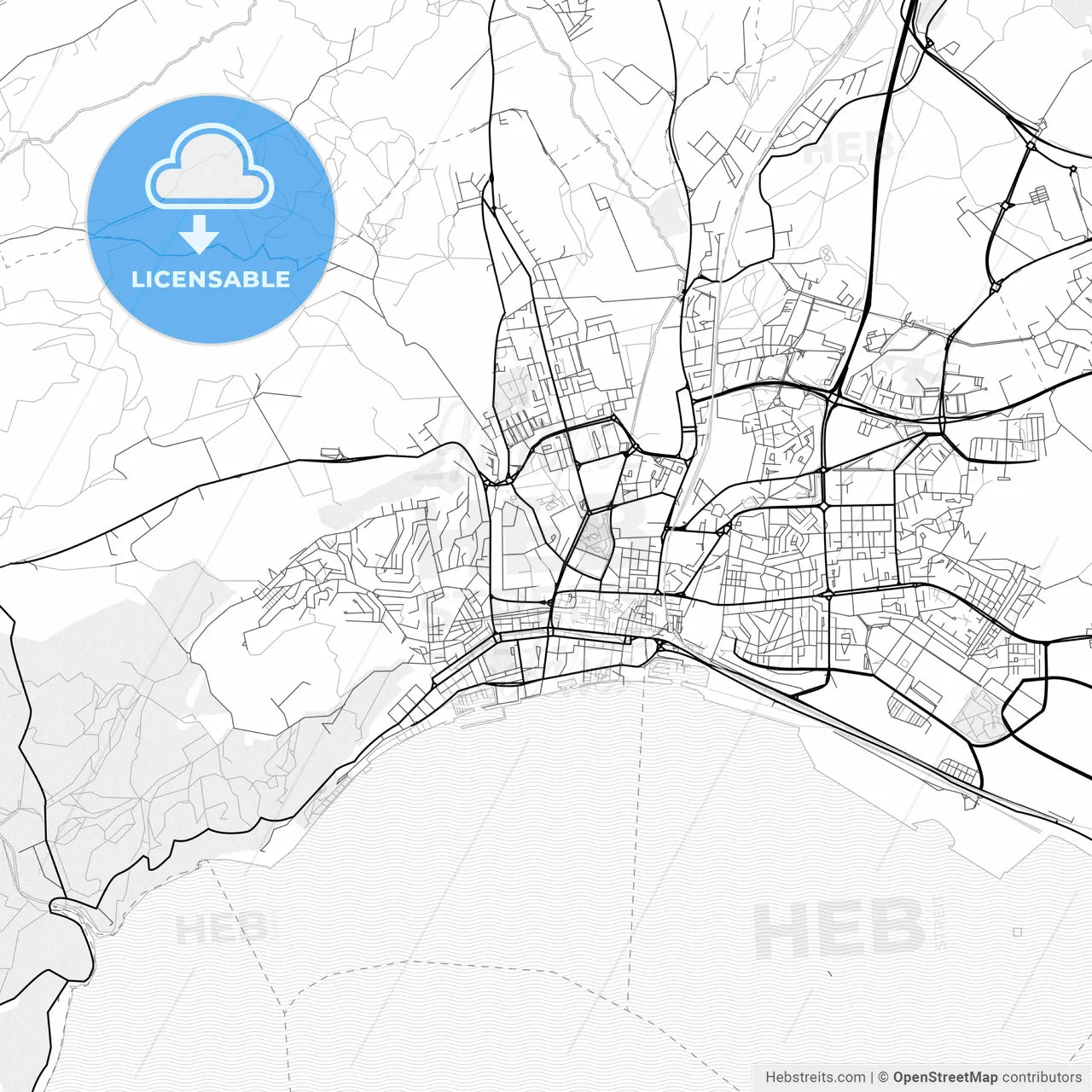 Vector PDF map of Setúbal, Portugal