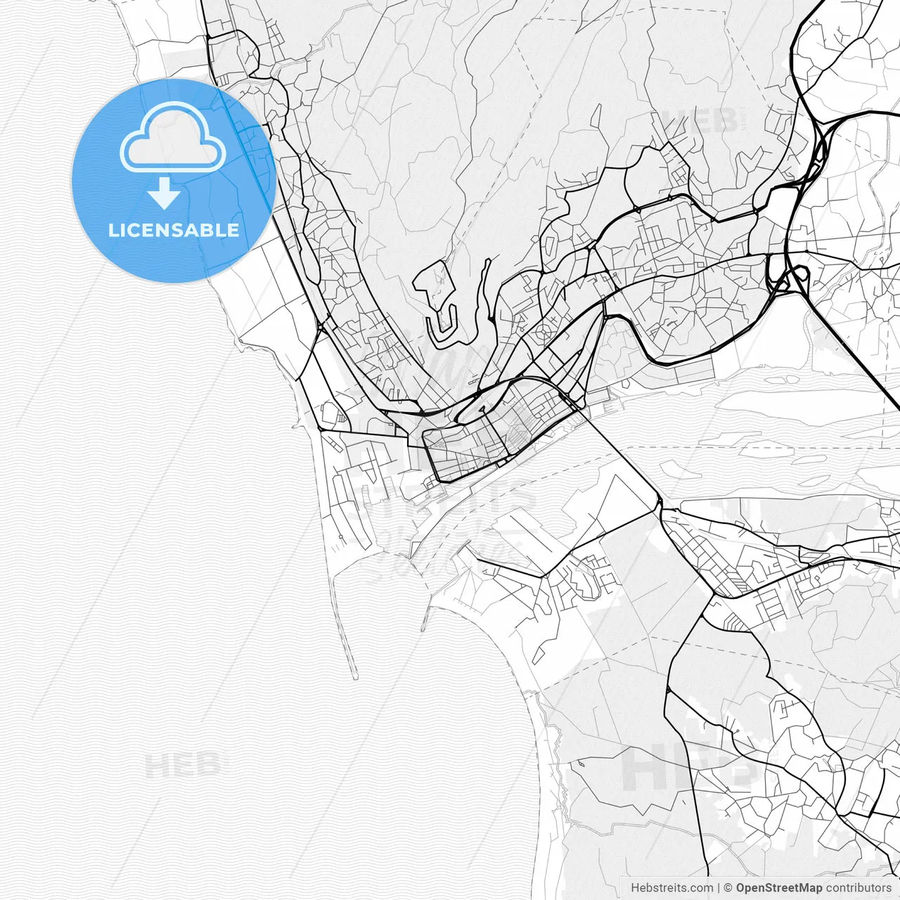Vector PDF map of Viana do Castelo, Portugal