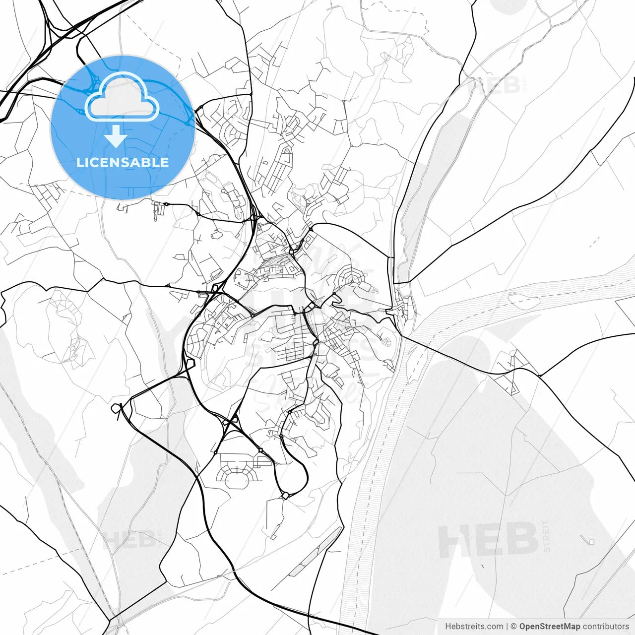 Vector PDF map of Santarém, Portugal