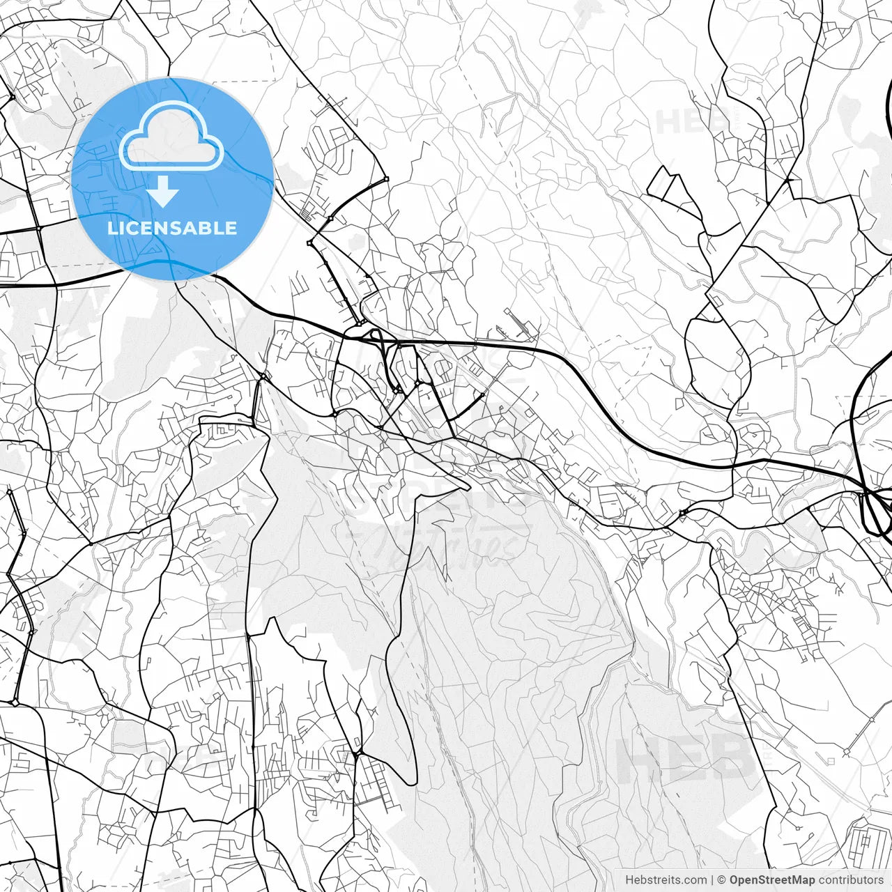 Vector PDF map of Valongo, Portugal