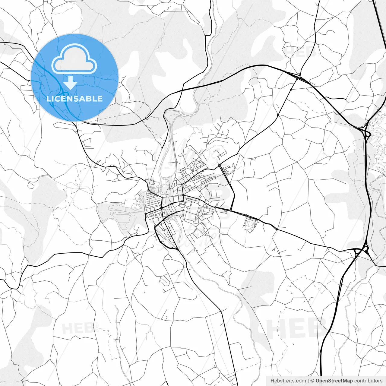 Vector PDF map of Tomar, Portugal